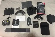WML, Hydration pouch, Delta Mike Grey, WAS Fight Light Belt, Krydex Triple Mag Pouch, Twin Falcons Fast Helmet Cover, Ergo Slim Rail Cover, ARC rails