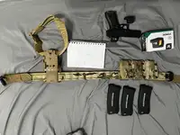 Deadly customs battle belt multicam with x3 magazine holsters and paddle