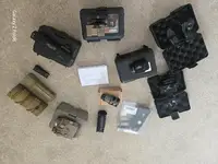 Various irems of airsoft kit.